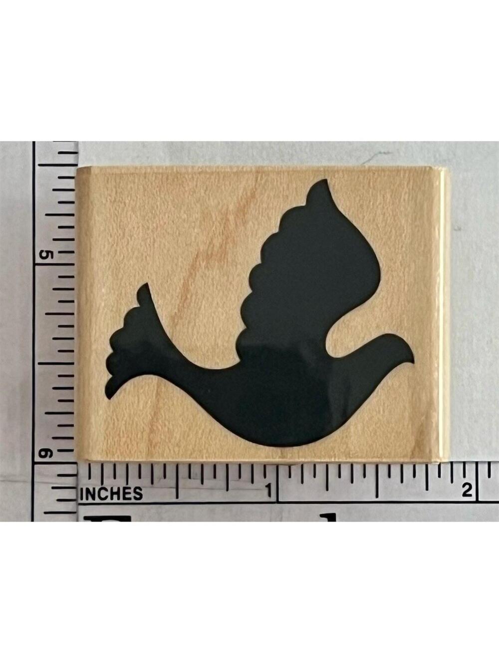 Flying Peace Dove Bird Silhouette Rubber Stamp Block Card Making Scrapbooking